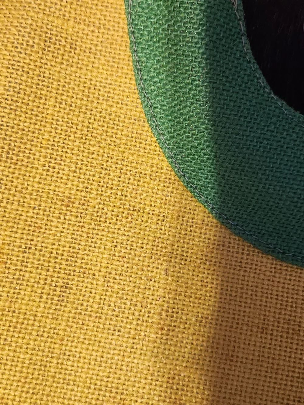 Source Unknown Yellow and Green Straw Tote with Bamboo Handles